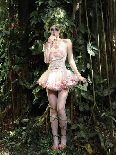 Forest Spirit Faux-Floral Chiffon Camisole